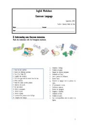 English Worksheet: Classroom Language