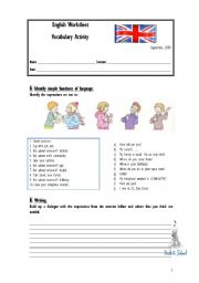 English Worksheet: Greetings and personal identification
