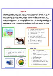 English Worksheet: Basic reading: to be, to have got...