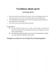 English Worksheet: Teaching vocabulary about sports in a fun way