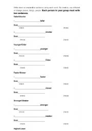 English Worksheet: Comparative Senence Practice
