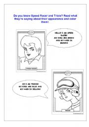 English Worksheet: Color - hair and eyes