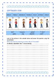 English Worksheet: Describtion, using Past Continuous, exercising the dates(part 1)