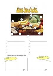 English worksheet: name the food