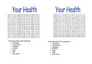 English worksheet: Health Vocabulary Worksheet
