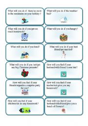 English Worksheet: First conditional question cards