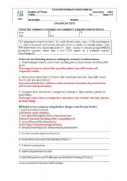 English worksheet: Grammar worksheet (correction)