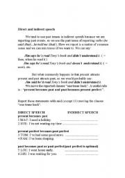 English worksheet: REPORTED SPEECH