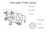 English Worksheet: Color the cow