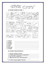 English Worksheet: THE CITY / THERE + BE/ PREPOSITIONS