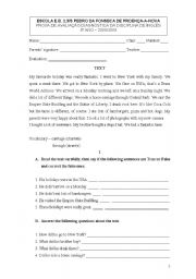 English Worksheet: Diagnostisc Test - 8th form (19.09.08)