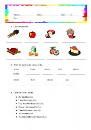 English Worksheet: Food