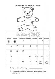 English worksheet: Days and month