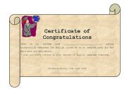 Certificate of congratulations