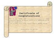 English Worksheet: Certificate of congratulations