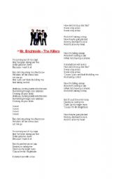 English Worksheet: Song - Mr Brightside