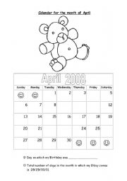 English worksheet: Days and month