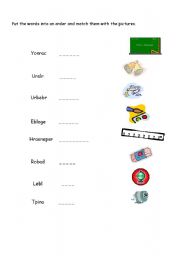 English Worksheet: classroom objects