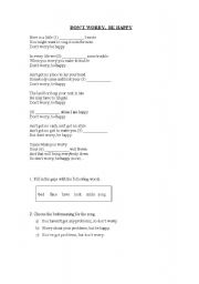 English Worksheet: dont worry, be happy song