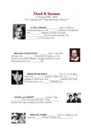 English Worksheet: dead and famous