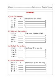 English worksheet: Numbers