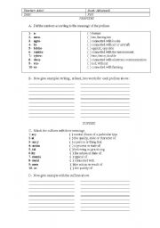 English Worksheet: sufixo and prefixo