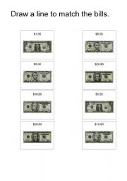 English Worksheet: Money Match