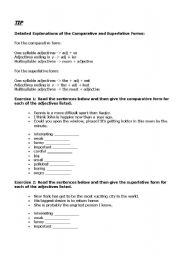 English worksheet: Comparative and Superlative exercises with Tips 