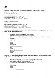 English Worksheet: Comparative and Superlative exercises with Tips 