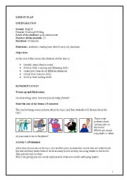 English Worksheet: reading&writing lesson plan; (post) intermediate