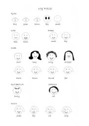 English Worksheet: My face - description