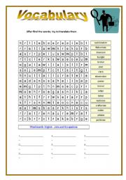 English Worksheet: Wordsearch - JOBS