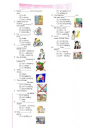 present continuous tense test