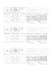 English Worksheet: Flags - Complete the name and colour