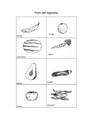 English worksheet: fruits and vegetables 