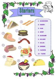 English Worksheet: At the Restaurant (Starters)