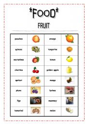 English Worksheet: fruit