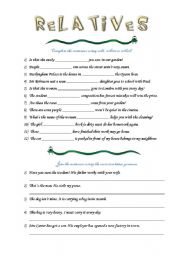 English Worksheet: Relatives