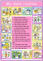 English Worksheet: my daily routine 