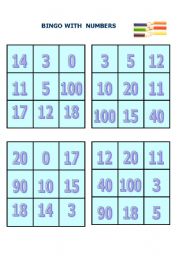 English worksheet: Bingo with numbers