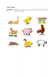 English worksheet:  Farm / Animals 