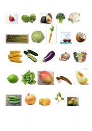 English Worksheet: Fruits and Vegetables Matching Game