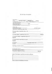 English Worksheet: First Day Introduction