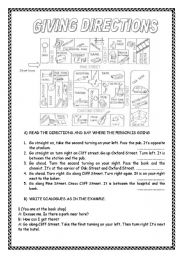 English Worksheet: GIVING DIRECTIONS