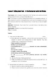 English Worksheet: Talking about Food - In the Restarant and in the Kitchen