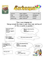 English Worksheet: Barbeque shopping role play