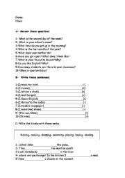 English Worksheet: present tense and present cont.