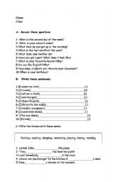 English Worksheet: present tense and present cont.