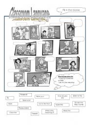 English Worksheet: Classroom Language Black & Withe