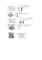 English worksheet: greetings